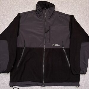 Quark Expeditions Fleece Jacket Mens Medium Black Full Zip Mock Neck Zip Pockets